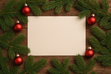 Obraz premium Holiday greeting card with pine and ornament