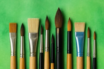 Fototapeta premium Detailed close-up of artist brushes