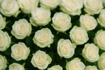 Obraz premium Blurred artistic backdrop featuring a bouquet of elegant white roses