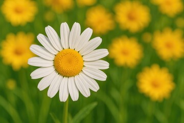 Detailed shot of a white daisy with vibrant yellow petals
