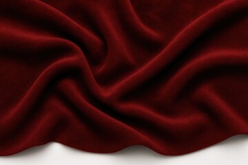 Obraz premium Deep crimson textile with a silky appearance on a plain white surface