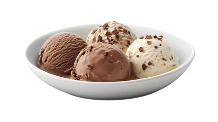 bowl chocolate ice cream isolated on white background
