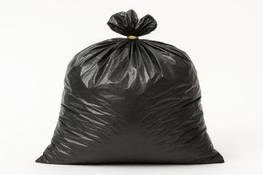 Detailed shot of a trash bag isolated on a plain background