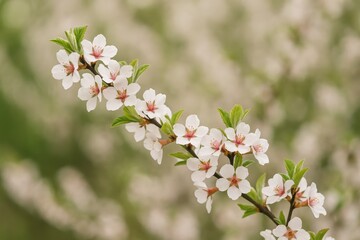 Blooming cherry tomato branch in full blossom