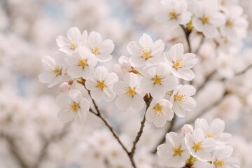 Obraz premium Detailed view of a cherry blossom flower