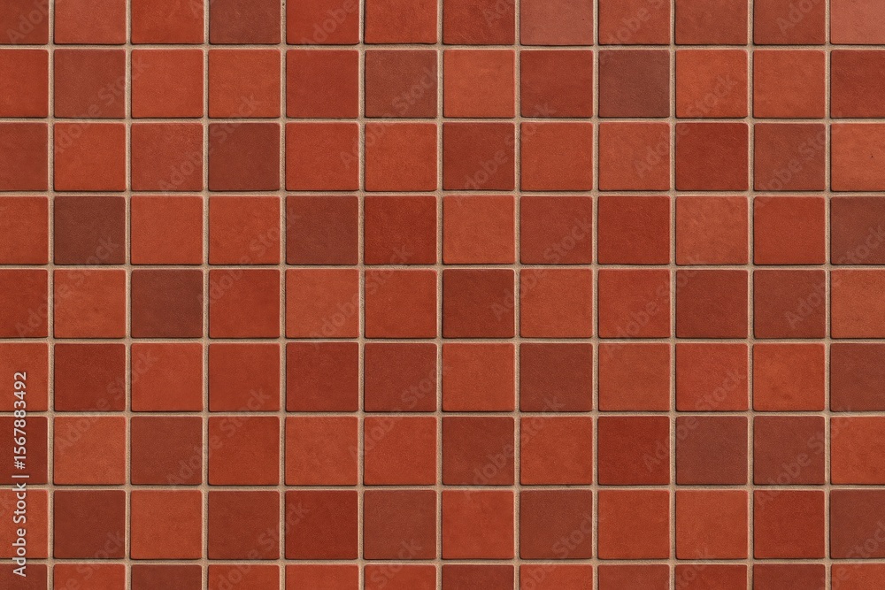 Poster modern matte red tile with mosaic design using earthenware material