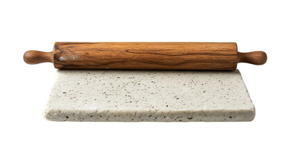 old wooden rolling pin isolated on white background