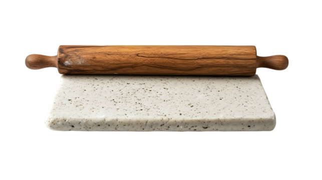 old wooden rolling pin isolated on white background