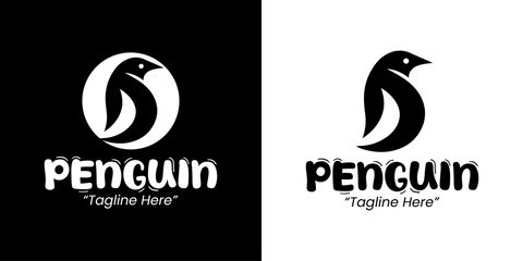 Modern Black and White Penguin Logo for Corporate Branding Solutions
