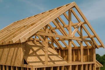 Detailed shot of a building's roof during construction