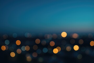 Abstract circular bokeh with blurred city lights against a blue horizon