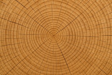 Fototapeta premium Detailed view of a cozy wooden surface showcasing annual growth rings from a natural tree stump