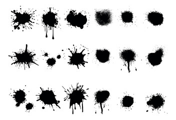 Spray Paint Vector. Lines and Drips Black ink splatters, Ink blots set, brush, Street style. Black graffiti spray set paint pattern. Spray paint abstract lines drips texture.