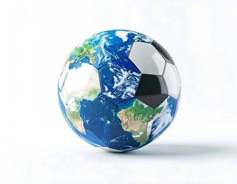 Soccer ball planet earth representing global football competition