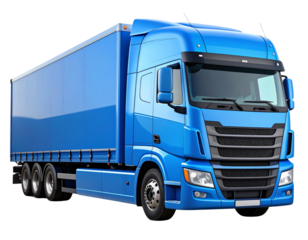 Light Blue European Semi Truck Front Angle View, Isolated on Transparent Background