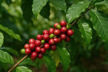 Obraz premium The origins of coffee plants and their seeds