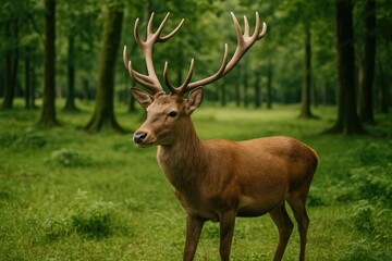 Elegant herbivores with majestic antlers representing serenity in nature