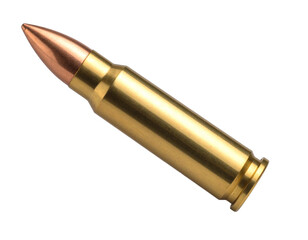 Fototapeta premium Falling brass bullet with motion blur angled downward isolated on white background PNG