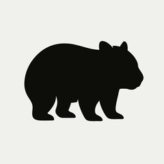 Wombat shadow shape vector art, animal profile in silhouette style, minimal and iconic.