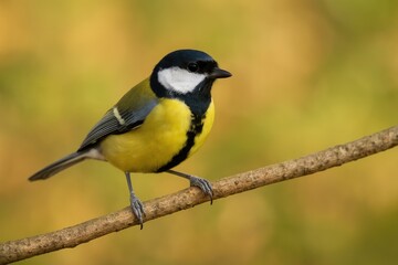 Adorable songbird perched on a branch with a soft-focus backdrop