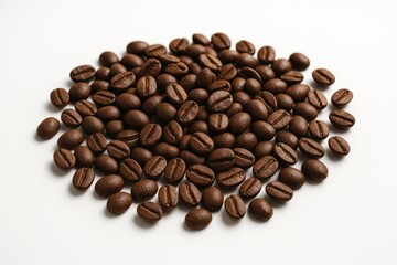 Fototapeta premium Single coffee beans on a plain white backdrop