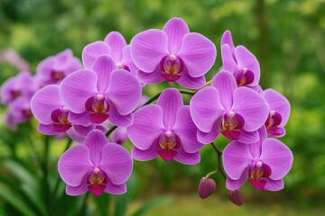Detailed view of purple orchids in a natural setting