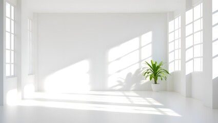 White room interior design bright light sunlight modern minimalist plant home decor architecture