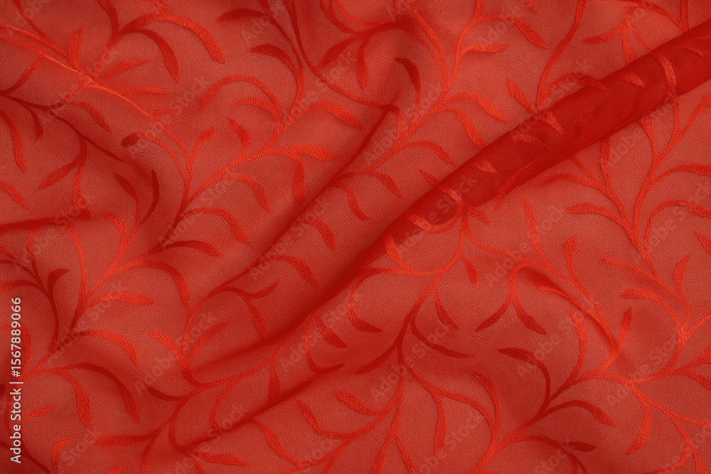 Aufkleber luxurious red silk organza with open weave texture background and intricate pattern, perfect for ver