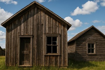 Close-up of abandoned rustic wooden structures