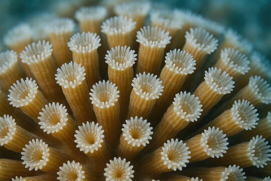 Educational insight into coral reefs formed by calcareous corals and their polyp structures