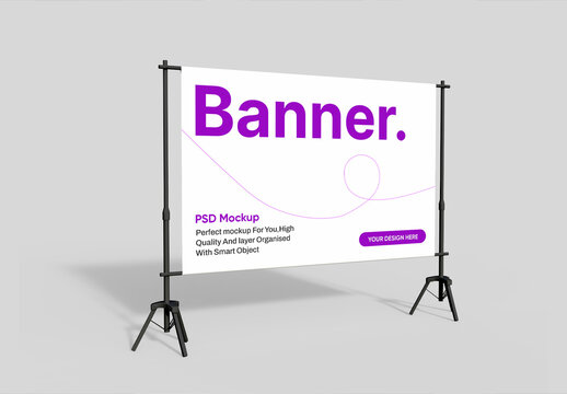 Indoor Banner Mockup on Stand Design
