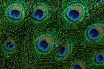 Detailed view of vibrant peacock plumage