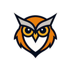 A Modern Owl Head Mascot Logo with Bright Intelligent Eyes for a Tutoring Service