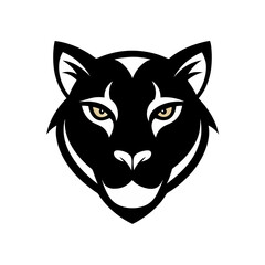 An Aggressive Panther Head Mascot Logo in a Simple Black and White Art Style