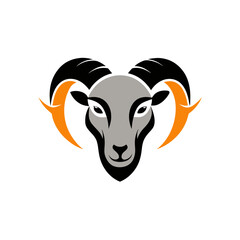 A Bold Ram Head Mascot Logo with Large Twisted Horns for a Sports Team Identity