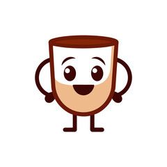 A Friendly Smiling Coffee Cup Mascot Logo Design for a Cozy Cafe Shop Branding