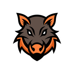 A Strong Wild Boar Head Mascot Logo Illustration with Bold Tusks for a Company