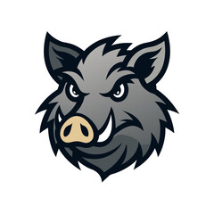 A Powerful Wild Boar Head Mascot Logo Graphic with Curved Tusks for a Brand