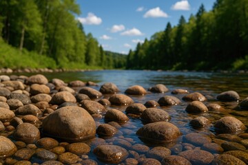Detailed view of river stones