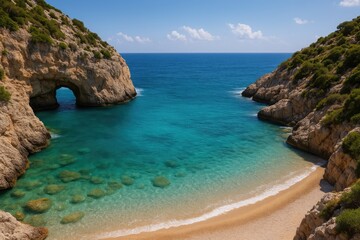 Fototapeta premium Discovering a Secret Coastal Haven in the Mediterranean Region