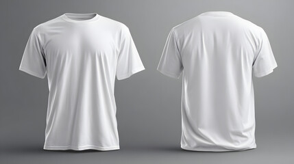 High-quality blank white t-shirt mockup showcasing front and back views with various angles, perfect for displaying designs, logos, or text for multipurpose use.