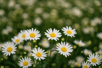 Blooming Daisy Flowers in a Meadow