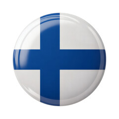Obraz premium Finland national flag button displayed on a transparent background, perfect for patriotic designs and vector graphics