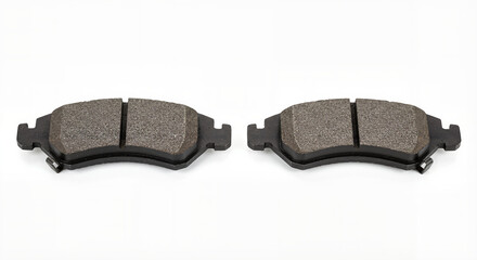 Pair of brake pads for automotive vehicles isolated on white background