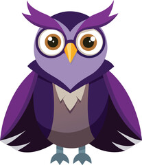 Purple Owl Character with Glasses