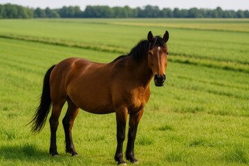 Obraz premium Equine standing in farmland
