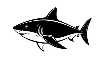 Fototapeta premium Stylized black and white illustration of a powerful shark swimming gracefully in the ocean