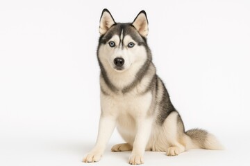 Obraz premium Siberian Husky on a Plain White Surface