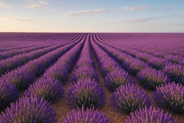 Fototapeta premium Wide-angle shot of a sprawling lavender plantation