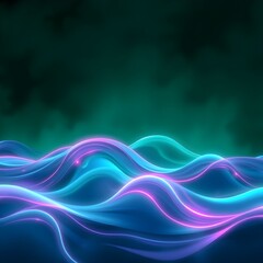 Abstract Neon Light Waves in Blue and Purple